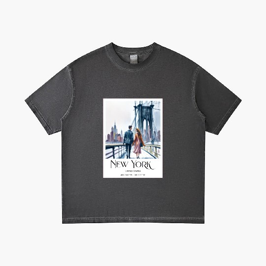 Watercolor painting loving couple in New York City Gradient T Shirts