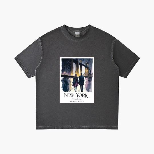 Watercolor painting loving couple in New York City Gradient T Shirts