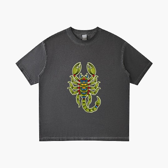 Neotraditional Scorpio In Green Gradient T Shirts