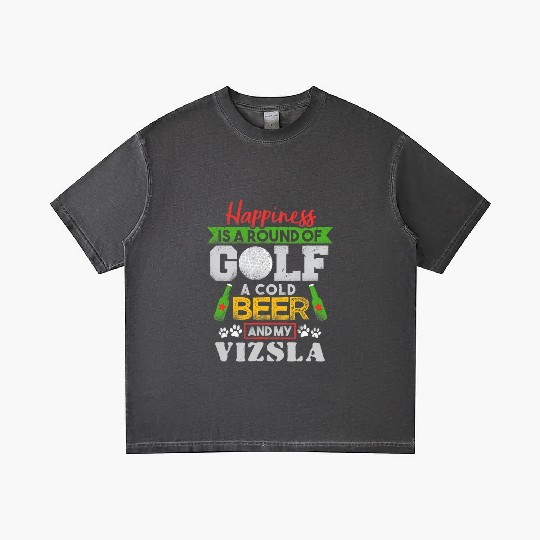 Happiness is Round of Golf a Cold Beer My Vizsla T Gradient T Shirts