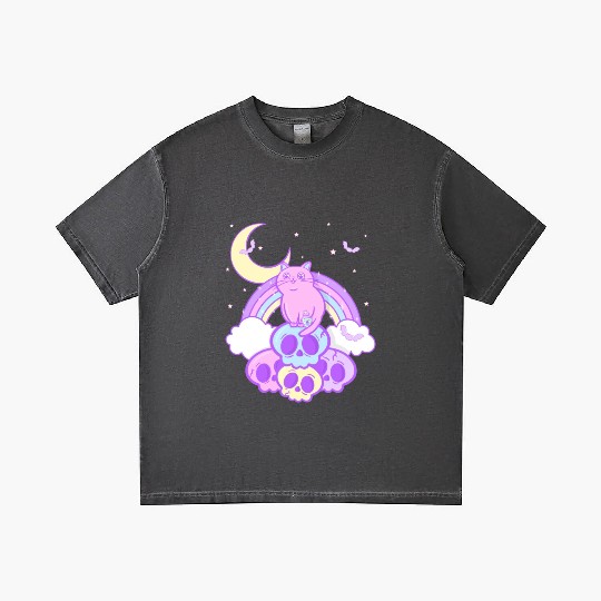 Pastel Goth Cat Skull Lover Cute Gothic Yami Gradient T Shirts