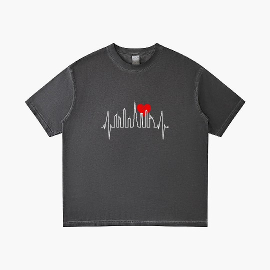 Dubai Skyline Heartbeat Burj Khalifa Silhouette Gradient T Shirts