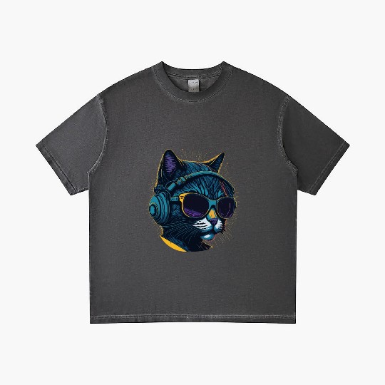 Cool Sunglasses Headphone Galaxy Cat Gradient T Shirts