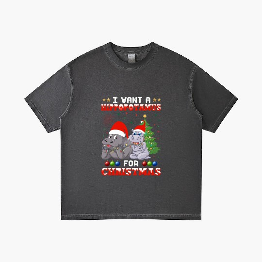 I Want Hippopotamus For Christmas Hippo Lover Xmas Gradient T Shirts