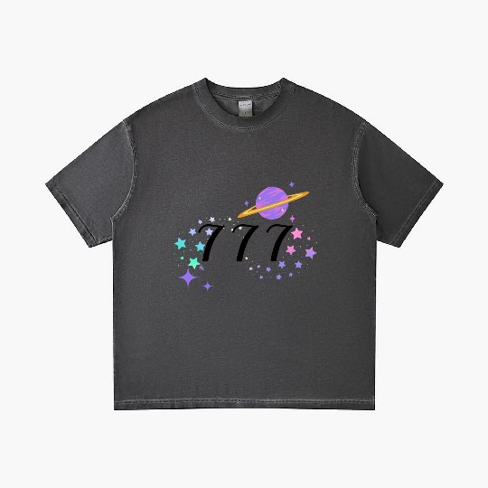Angel Numbers 777 Purple Saturn with Stars Gradient T Shirts