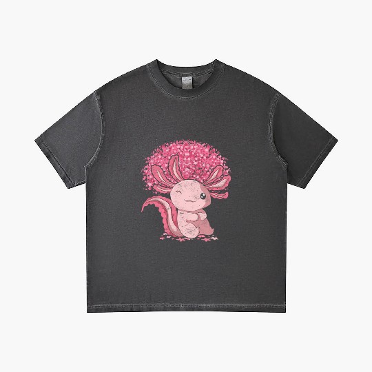 Cherry Blossom Tree Amphibian Gift Sakura Axolotl Gradient T Shirts