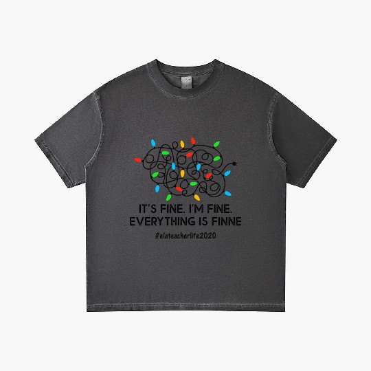 Everything Is Fine Christmas Lights Ela Teacher Gradient T Shirts
