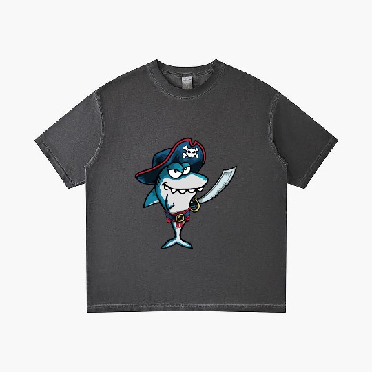 Funny Evil Smiling Pirate Shark Captain of the Sea Gradient T Shirts