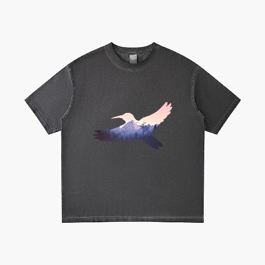 Hummingbird Bird Mountains Fly Nature Paradise Gradient T Shirts