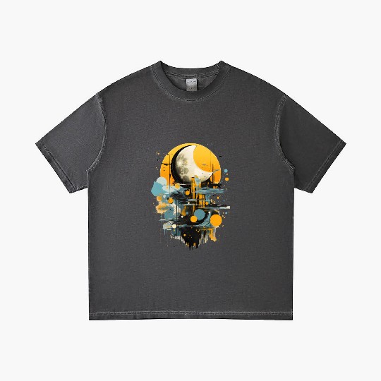 Abstract Moon Over City Gradient T Shirts