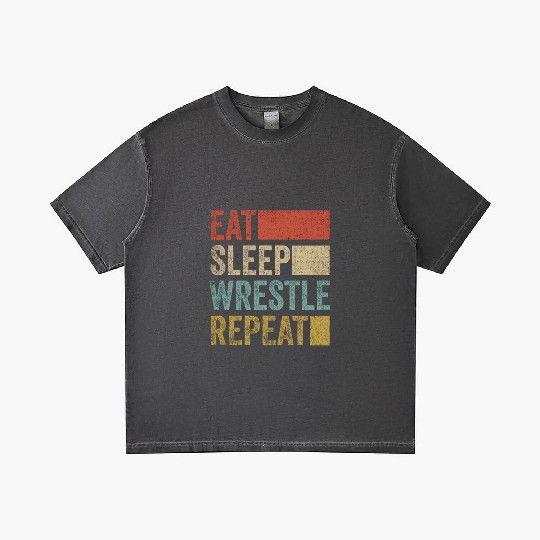 Retro 70s 80s Eat Sleep Wrestle Gear Vintage Gradient T Shirts