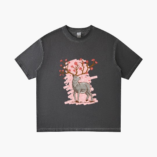 Cherry Blossom Deer Sakura Gradient T Shirts