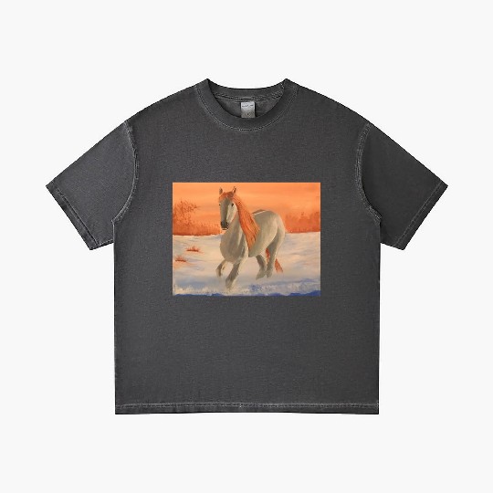 Horse running in the Snow Gradient T Shirts