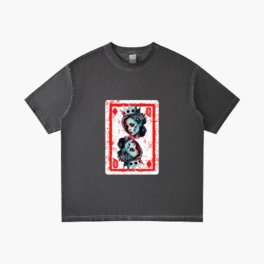 Queen of Diamonds Gothic Card Game Creepy Gradient T Shirts