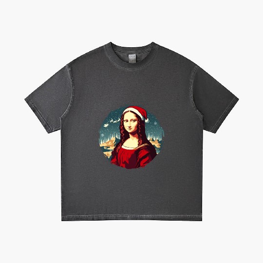 Mona Lisa Funny Christmas Art Gradient T Shirts