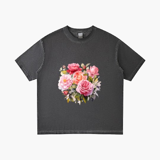 Nature's Artistic Elegance English Rose Tapestry Gradient T Shirts