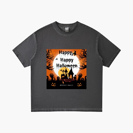 Nathans Orange And Black Happy Happy Halloween Gradient T Shirts