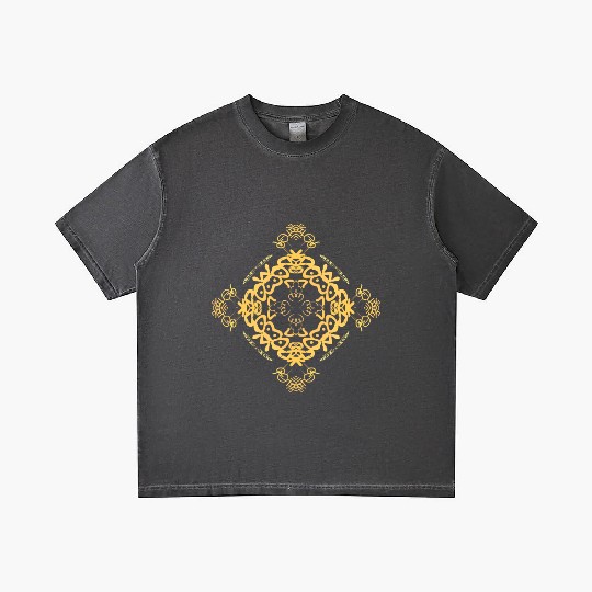 Intricate Gold Mandala Pattern Gradient T Shirts
