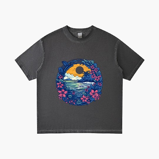 Flower Blossoms By Ocean Surfing Gradient T Shirts