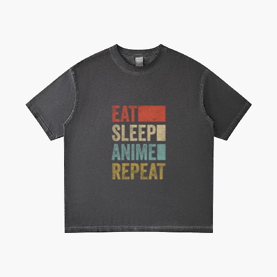 Vintage Retro Eat Sleep Anime Repeat Gift Funny Gradient T Shirts