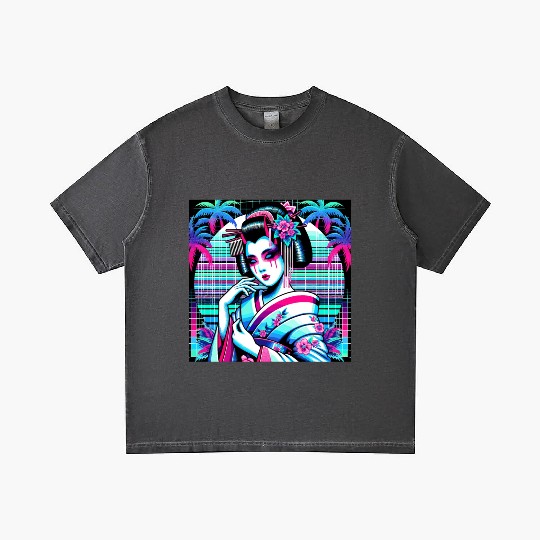 Japan Geisha Retrowave Synthwave Cyberpunk Gradient T Shirts