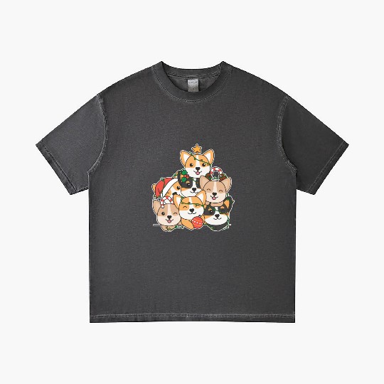 Corgi Christmas Tree Funny Animal Christmas Gradient T Shirts