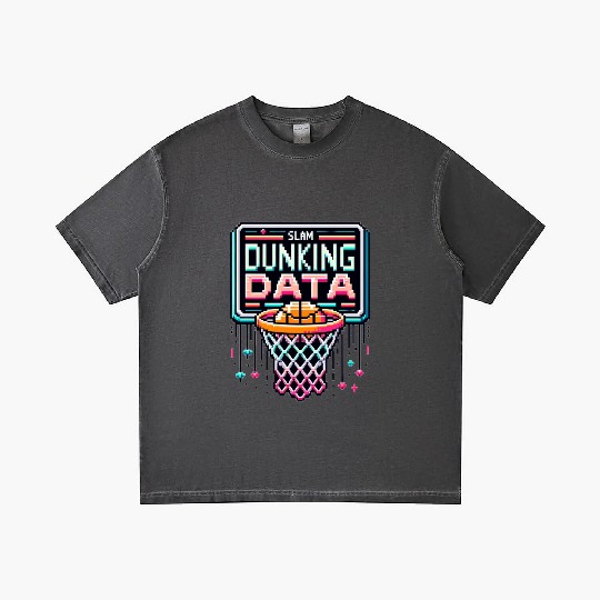 Slam Dunking Data - Retro 8-bit Basketball Hoop Gradient T Shirts