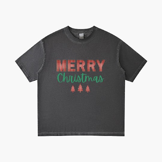 Merry Christmas Plaid Classic Holiday Style Gradient T Shirts