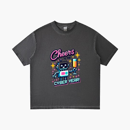 Retro Robot New Year's Toast - Cyber Champagne Fun Gradient T Shirts