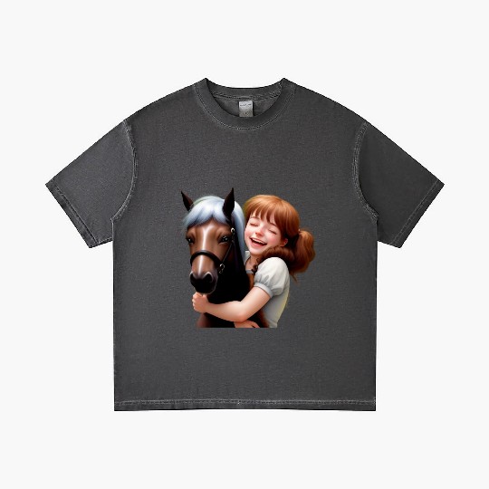Little Girl Hugs Her Pony Gradient T Shirts