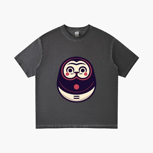 Kawaii Cat Face Daruma Doll Gradient T Shirts