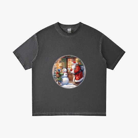 Santa Claus and a snowman distributes gifts. Gradient T Shirts