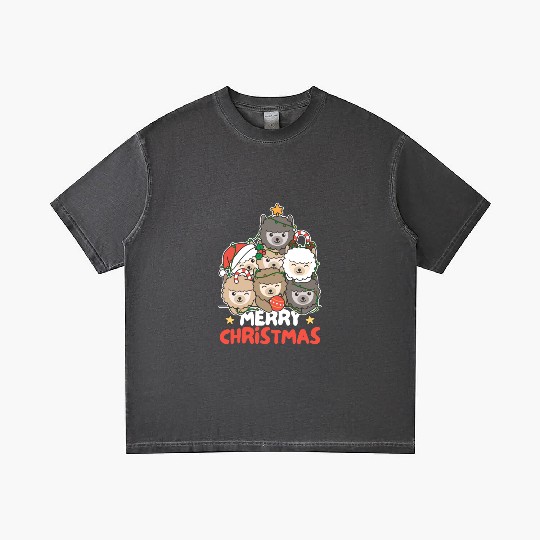 Alpaca Christmas Tree Merry Christmas Gradient T Shirts