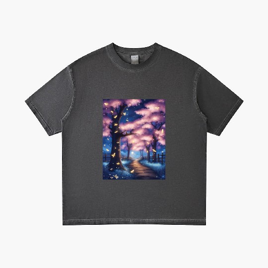Fireflies In Cherry Blossom Trees Gradient T Shirts