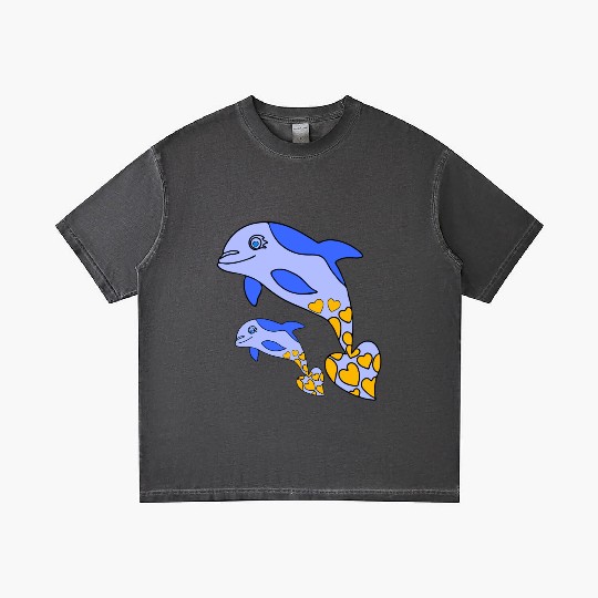 The Endearing Dance of Dolphin Mom and Kid Gradient T Shirts