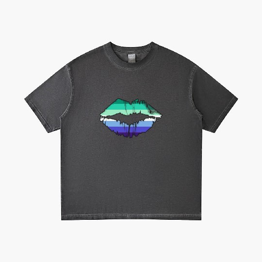 LGBTQ Gay Men Pride Flag Lips Gradient T Shirts
