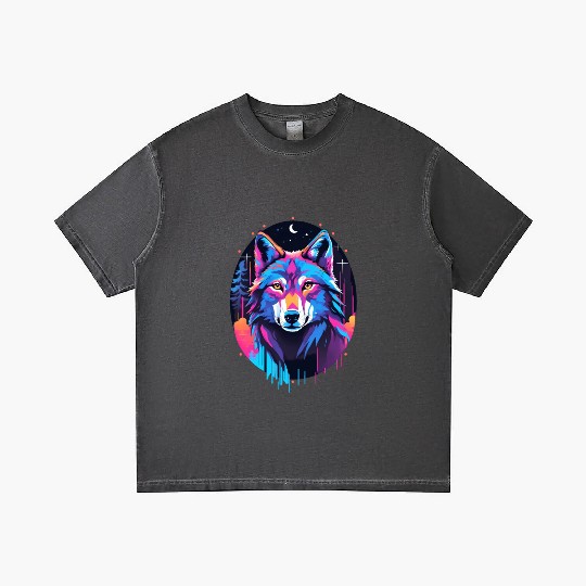 Eerie Blacklight Wolf Gradient T Shirts - Neon Colors
