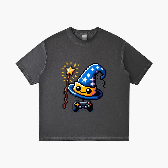 Gamer Wizard 8-Bit Hat with Controller Wand Gradient T Shirts