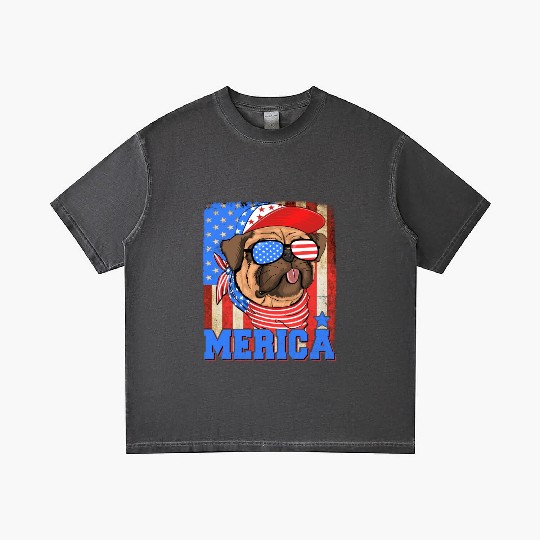 Funny Merica Retro Flag Us American Bulldog Gradient T Shirts