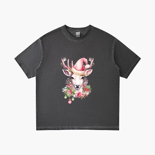 Christmas Pink Deer Gradient T Shirts