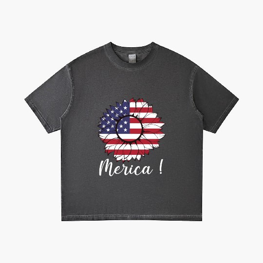 Merica Sunflower Usa Flag Gradient T Shirts