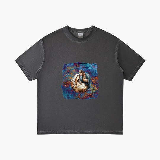 Nativity scene with Mary Joseph Baby Jesus Gradient T Shirts