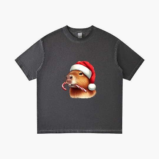 Festive capybara with candy cane Gradient T Shirts