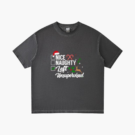 Christmas Nice Naughty Left Unsupervised Reindeer Gradient T Shirts