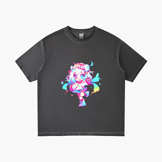 Cute Cartoon Girl Gradient T Shirts