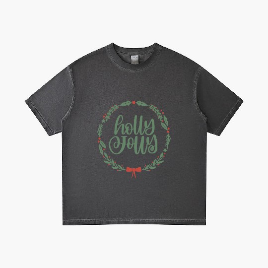 Holly Jolly Sage Green Christmas Wreath Fun Gradient T Shirts