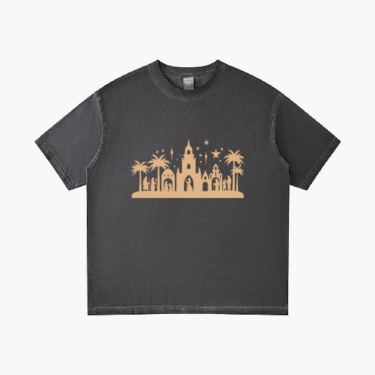 Nativity Scene with Mary Joseph Baby Jesus Gradient T Shirts
