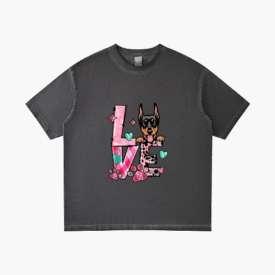 Doberman Dog I Love My Dog Valentines Day Gradient T Shirts