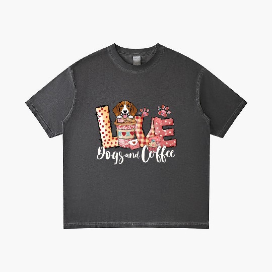 Beagle Dog Coffee Lover Dog Mom Valentines Day Gradient T Shirts
