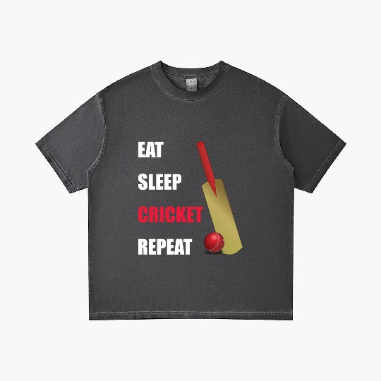 Eat Sleep Cricket Repeat Red and White Text Gradient T Shirts